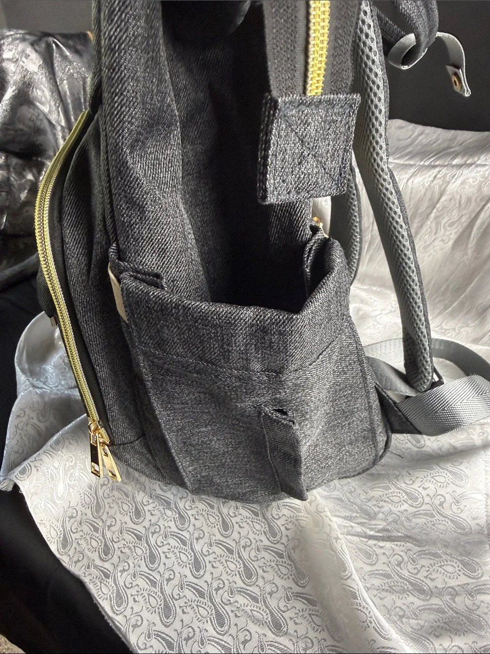 Mokaloo Gray Backpack Bag / diaper bag - Versatile Travel & Work Pack